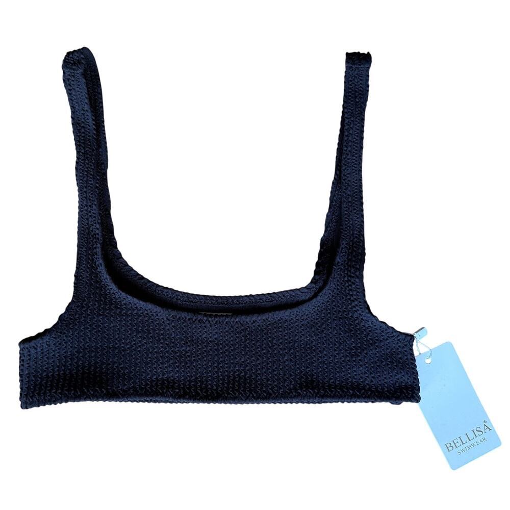 Kith Amara Black Textured Micro Bikini Top Size S Beach Pool Minimal Flirty Sexy